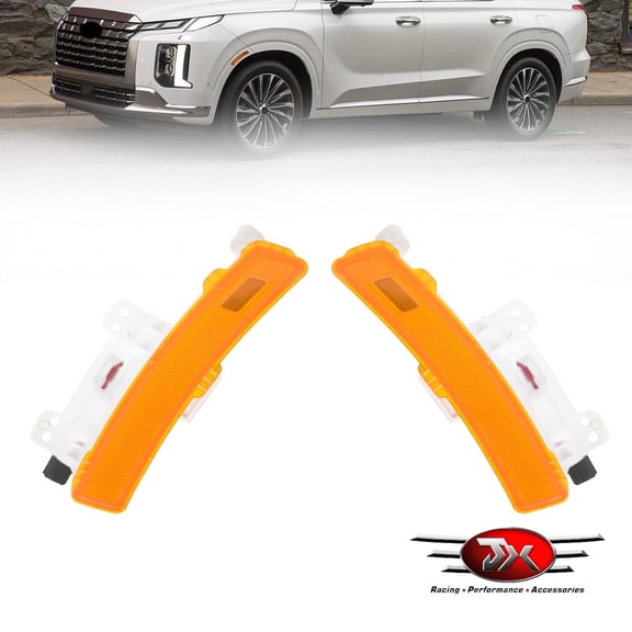 JX RACING LED Side Marker Light Compatible With Hyundai Palisade 2023 2024 Amber Lens Side Lamp W/Bulbs Left Right