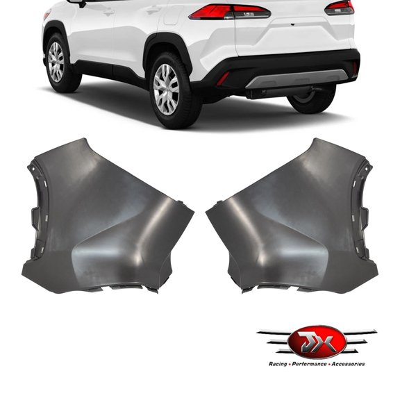 JX RACING Left&Right Rear Bumper Cover 2PCS Pair W/O Radar Hole Compatible with 2022 2023 2024 Toyota Corolla Cross