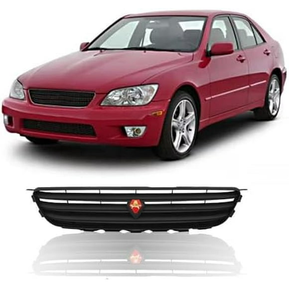 JX RACINGPERFORMANCEACCESSORIE Front Upper Bumper Hood Grill Mesh Grille Black Compatible With Lexus 2001-2005 IS300 IS200 Altezza Style Matte BK