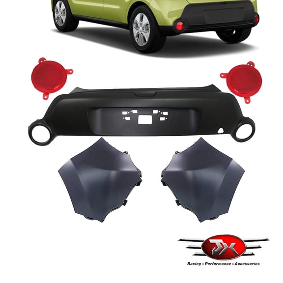 JX RACING Rear Bumper Cover Compatible with 2014 2015 2016 Kia Soul Bumper Reflector Bumper Upper End Cover Right Left Side Tetured Primed Set