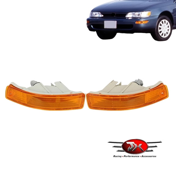 JX RACING Yellow Bumper Lights Parking Signal Lamp Pair Compatible with Toyoyta Corolla 1993-1997 AE100 JDM Halogen