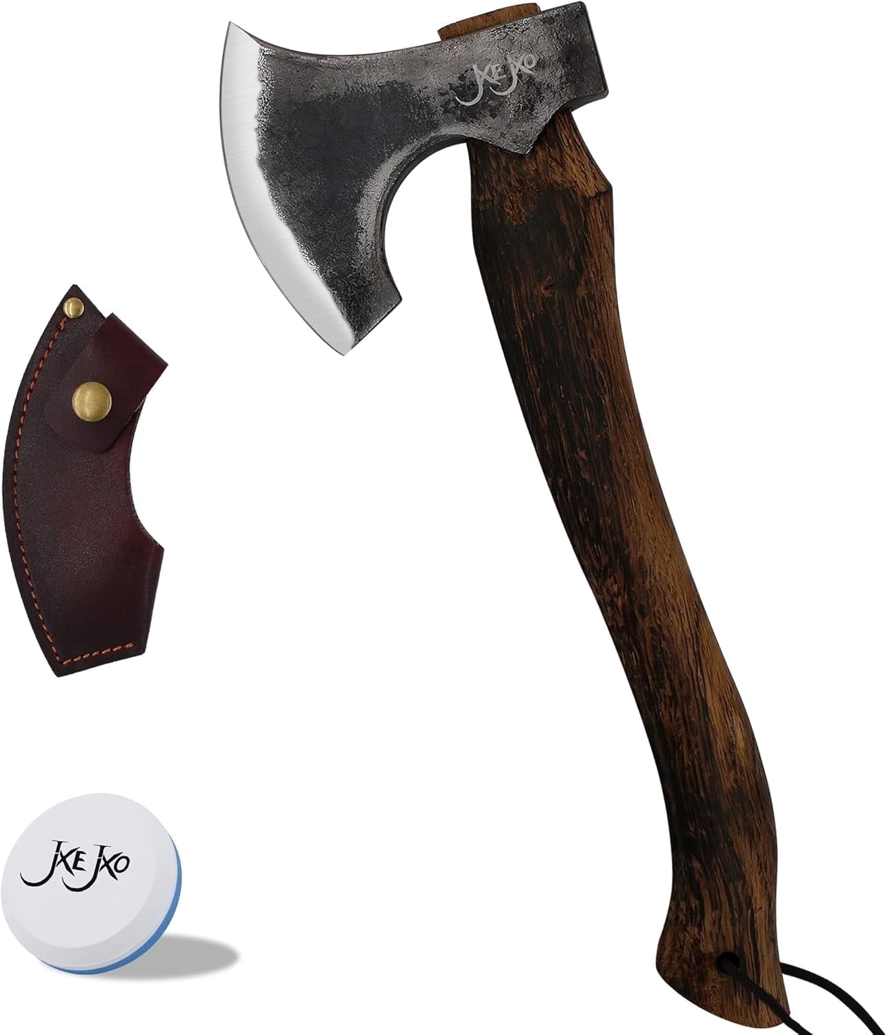 JXE JXO 14.4" The Frostbreaker Camping Hatchet – Forged Steel Bushcraft Axe with Leather Sheath for Wood Splitting, Chopping, and Outdoor Use