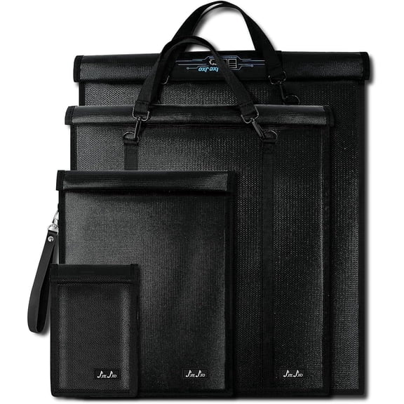 JXE JXO Extra Large Faraday Bags with Handle, Emp Proof Fireproof Waterproof, for Laptops Phones Car Keys, Black, 4 Pack