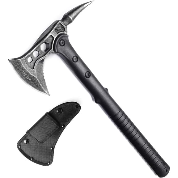 JXE JXO Camping Axe with Spike, Survival Hatchet with Sheath, Nylon Fiber Handle for Outdoor Survival Hiking Camping