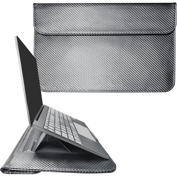 JXE JXO Faraday Bag for Laptops & Tablets, 16" Laptop Sleeve Case with Dual-Mode Stand,, Slim Waterproof PU Leather Sleeve Cover Anti-Tracking Signal Blocking Pouch, Grey