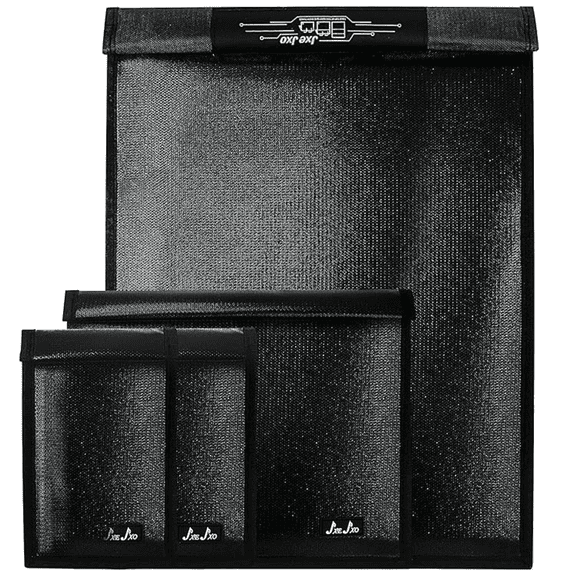 JXE JXO Faraday Key & Device Shielding Pouches - 4-Pack 3 Sizes RFID Blocking Bags, Fireproof Water-Resistant Signal Blocker for Car Keys, Tablets, Laptops