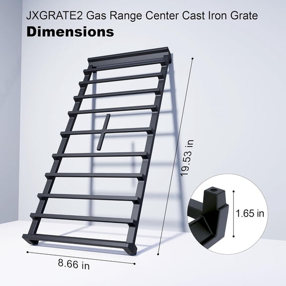 JXGRATE2 Cast Iron Center Grate Compatible with  Gas Ranges Ggf500 Ggf600 Series - Heavy Duty  Part for Stove Cooktop