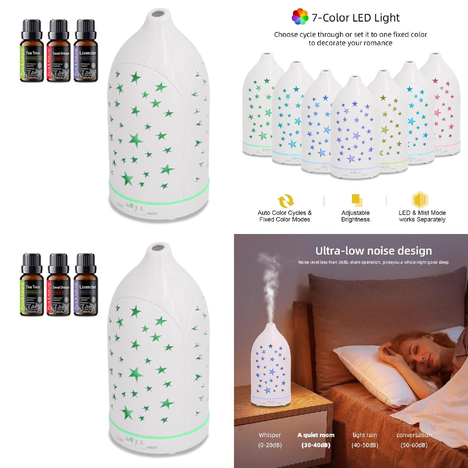 JXJSQJP Star Hollow 300ML Essential Oil Diffuser Remote Control ...