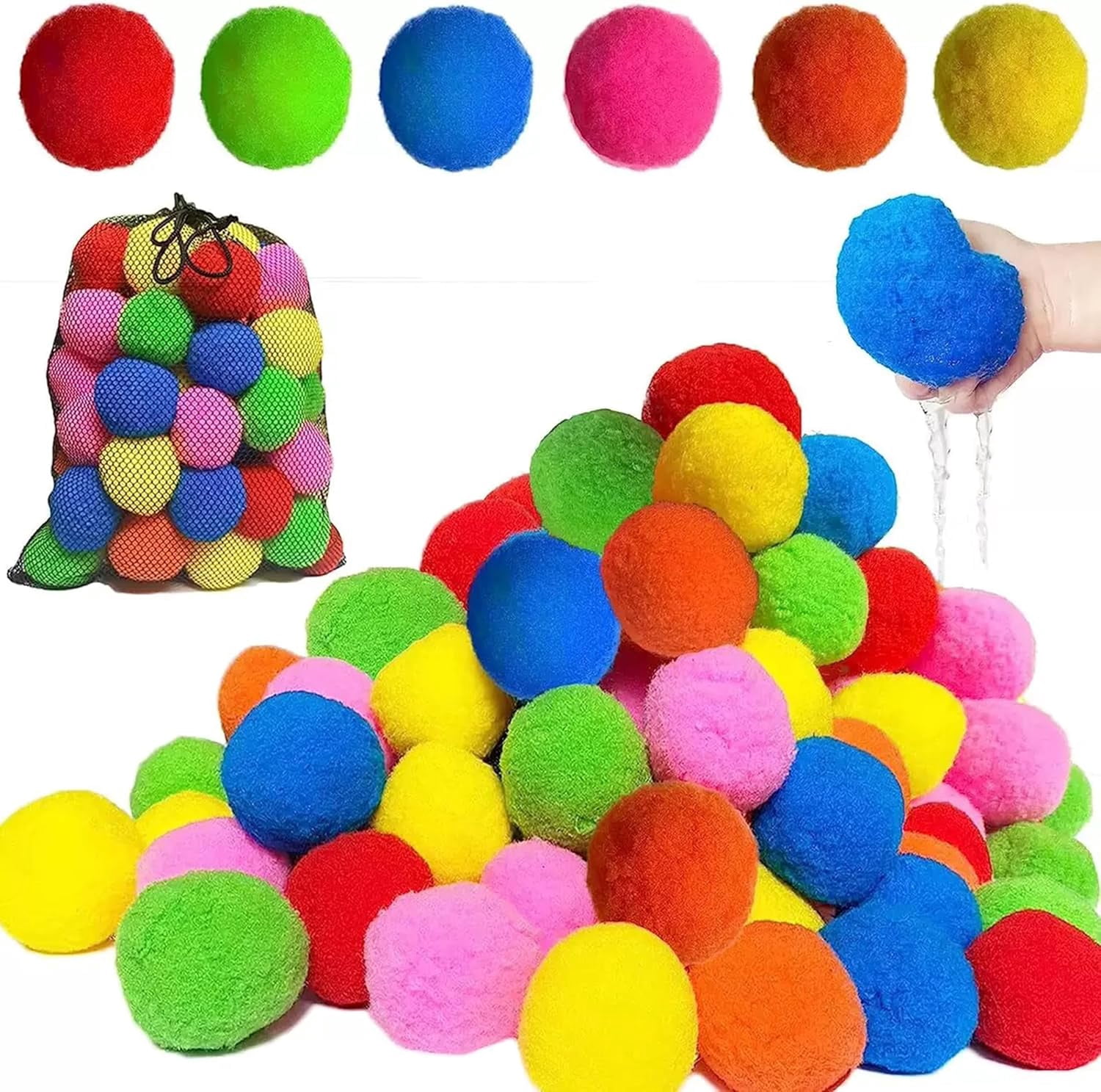 JXKIKOZE 100pcs Reusable Water Balls,Reusable Water Balloons for Outdoor Toys and Games, Water Toys for Teens and Adults,Water Toys for Outdoor Summer Swimming Pool Party Beach Games
