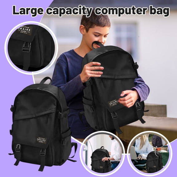 JXKIKOZE 18.3" Unisex Large Backpack, Tactical Techwear School Bag with Buckles, Back to School Supplies, Casual Travel Hiking Daypack Laptop Bookbag for Teens