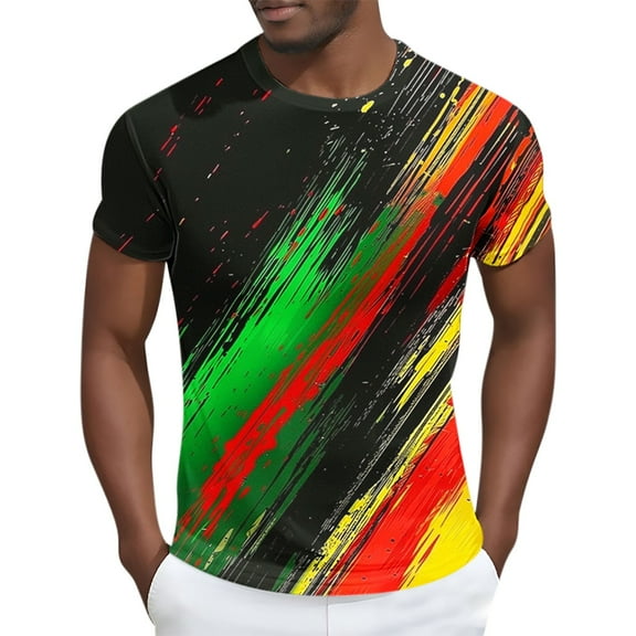 JXMVOJ Breathable Imitation Cotton Round Neck Short Sleeve Printed Top for Men/Women/Kids, Unisex Black History Month Festival Wear, Summer Casual Graphic Tee, Cultural Support Outfit