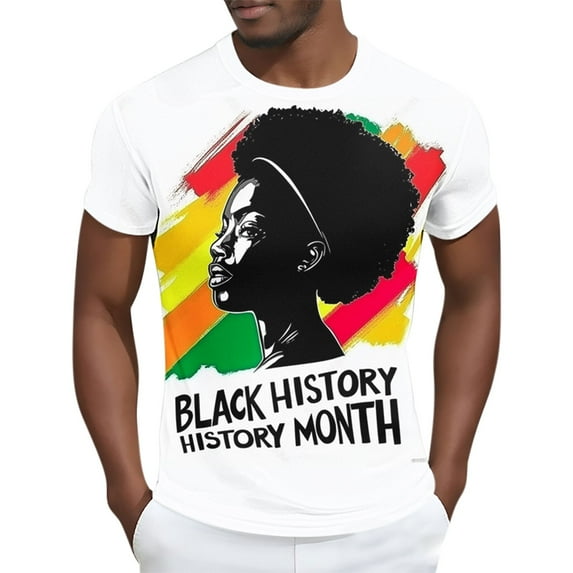 JXMVOJ Breathable Imitation Cotton Round Neck Short Sleeve Printed Top for Men/Women/Kids, Unisex Black History Month Festival Wear, Summer Casual Graphic Tee, Cultural Support Outfit