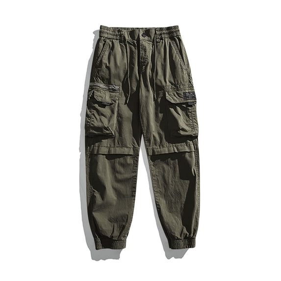 JXMVOJ Cargo Pants for Men Casual Cotton Relaxed Fit Pants Stretch Elastic Waist Lightweight Work Pants Multi Pockets