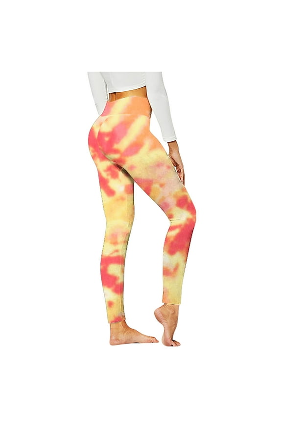 Fashion Casual Women Printed Gradient Span Ladies High Waist Wide Leg Trousers Yoga Pants Long Pants - Yellow,Plus Size Leggings With Pockets