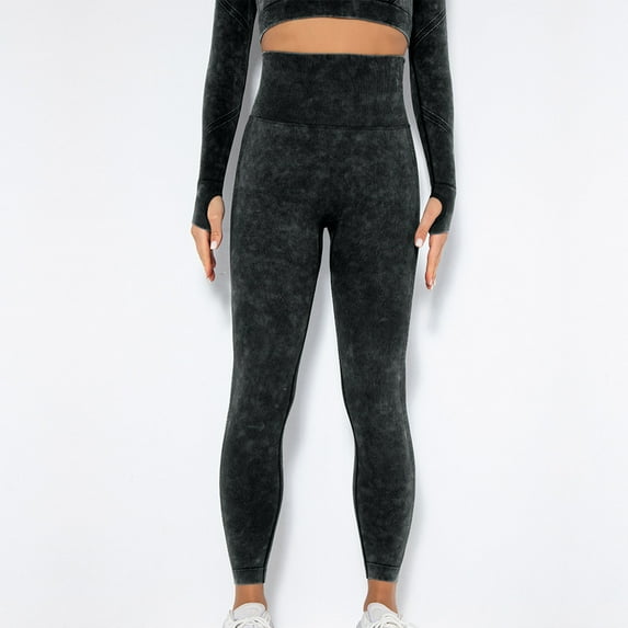 JXMVOJ Fashion Women Comfortable Casual Put Together Wash Solid Color Yoga Full Length Pants - Black,Scrunch Butt Leggings