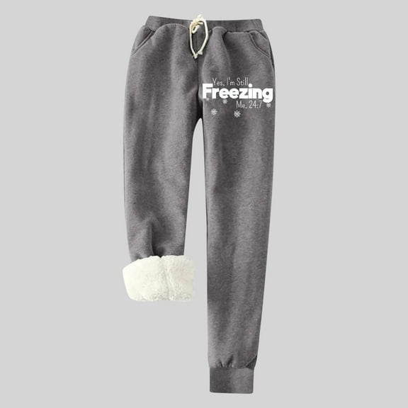 JXMVOJ Fashion Women's Printing Leggings With Elastic Drawstring Pockets Thick Warm Pants - Dark Gray,Plus Size Capris For Women