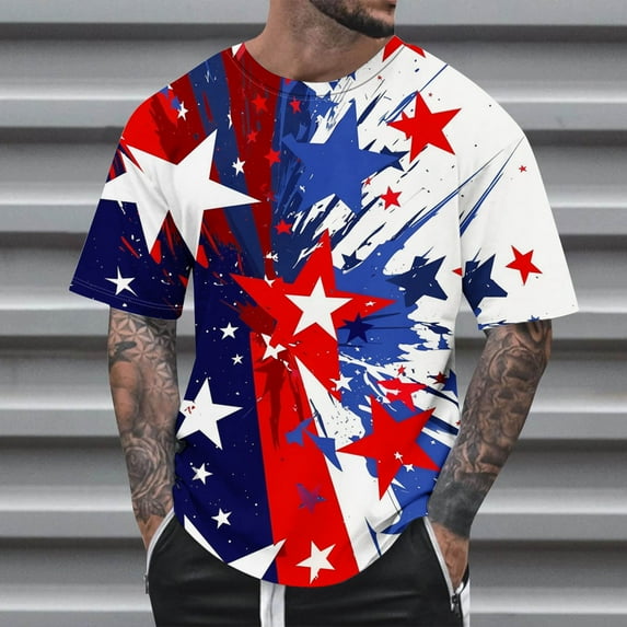 JXMVOJ Fast-Drying 3D Cut Polyester Round Neck Printed T-Shirt for Men, Breathable Gym Casual Multi-Sport Apparel, Summer Sports Wear with Curved Crew Neck