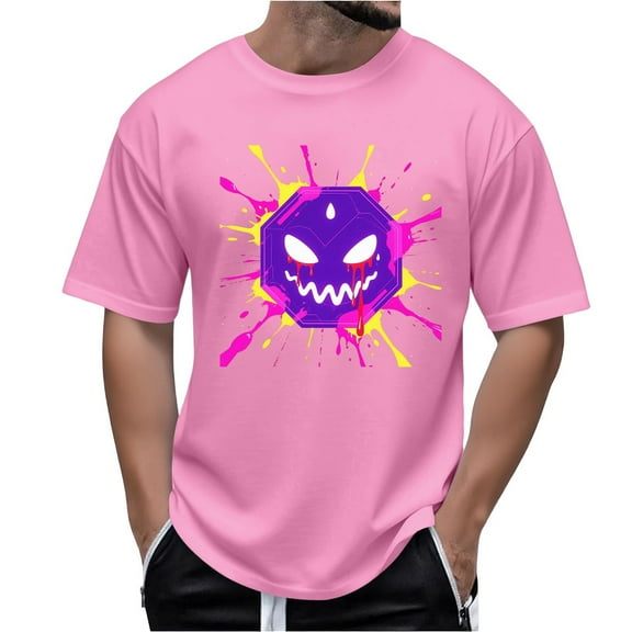 JXMVOJ Funny Shirts for Mens Halloween T-Shirts Fun Cool Printed Graphic Tees Short Sleeve Crew Neck Casual Y2K Pullover Top Streetwear Summer Outfits