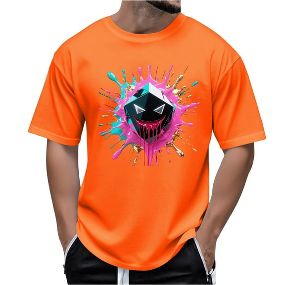 JXMVOJ Funny Shirts for Mens Halloween T-Shirts Fun Cool Printed Graphic Tees Short Sleeve Crew Neck Casual Y2K Pullover Top Streetwear Summer Outfits