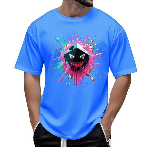 JXMVOJ Funny Shirts for Mens Halloween T-Shirts Fun Cool Printed Graphic Tees Short Sleeve Crew Neck Casual Y2K Pullover Top Streetwear Summer Outfits