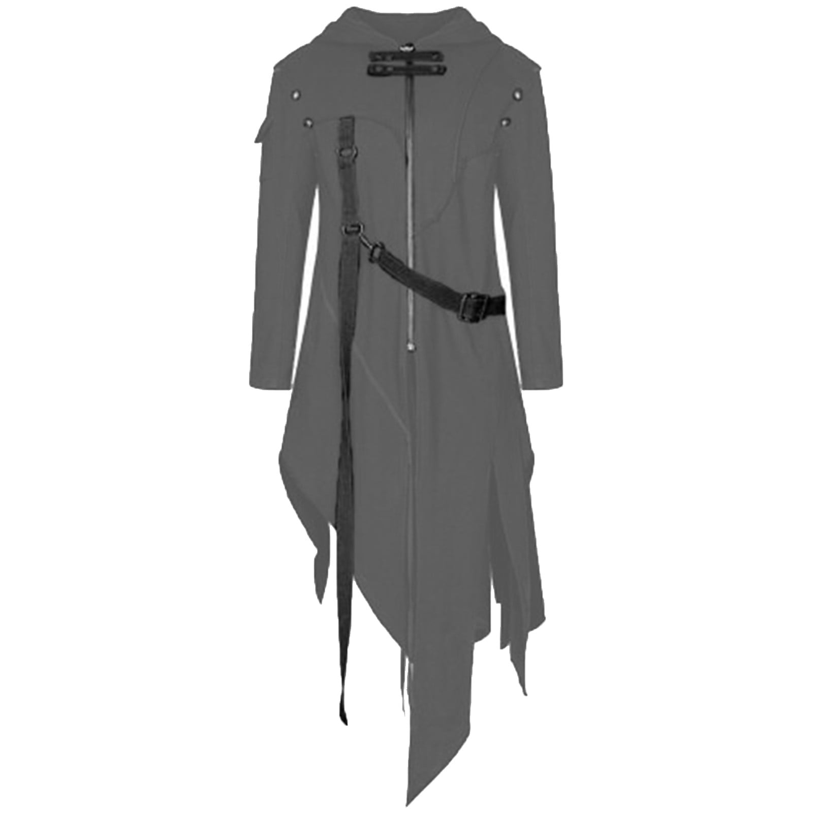 Oiefeen Giacca Uomo Con Cappuccio Stile Gotico – Impermeabile Lungo Punk Per Halloween E Festa In Maschera - 3