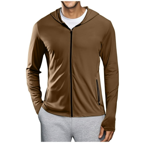 JXMVOJ Hoodies For Men UV Sports Zip Up UPF 50  Hoodie Outdoor Thin Running Hooded T-Shirts Casual Sun Protection Summer Breathable Rash Guard Stretch Long Sleeve Comfy Fishing Top