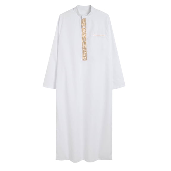 JXMVOJ Men's Muslim Clothes Durable Kaftan Robe Dubai Long Gown Ethnic Clothes Soft Robe Coat Arab Middle Robe Long Style Long Sleeve Embroidered Standing Neck Long Shirt Fashion Casual Robe
