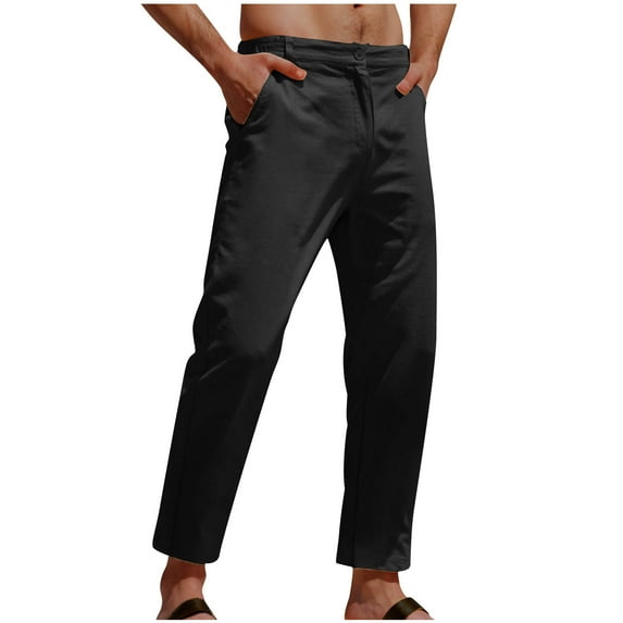 JXMVOJ Men Fashion Zipper Button Solid Casual Pocket Sports Trousers Pants