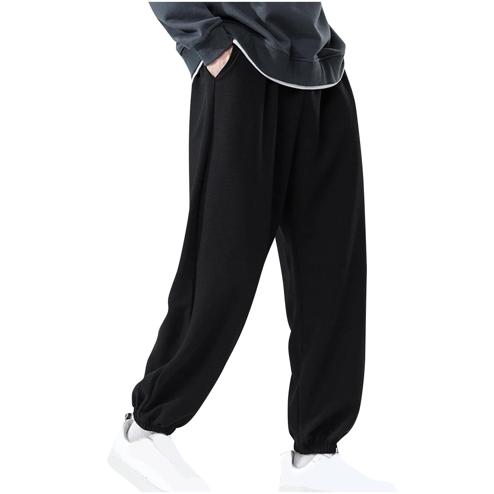 COOFANDY Mens Casual Sweatpants Open Bottom Lounge Pants Lightweight Baggy Workout Yoga Track Pants Navy Blue L