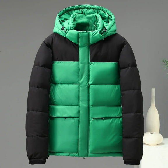 JXMVOJ Men Puffer Jacket with Hood Lightweight Packable Quilted Hooded Bubble Down Jackets Winter Insulated Thick Outwear