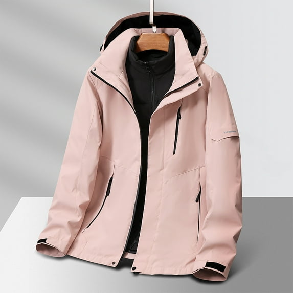 Men's Waterproof Lightweight Outdoor Jacket with Zipped Windproof Rain Jacket with Hooded Shell Jacket Solid Color Outdoors Mountaineering Warm Multi-pocket Coat Long Sleeve Jacket