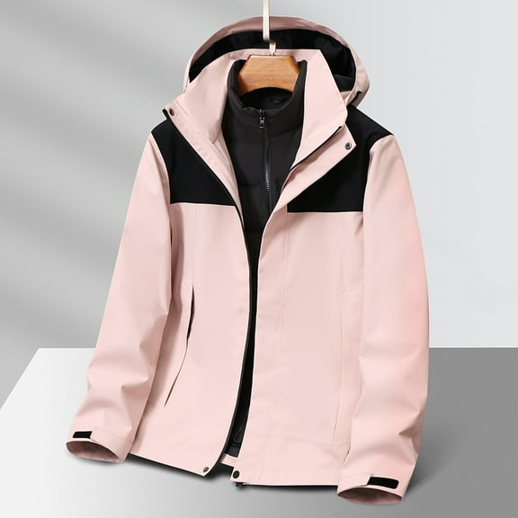 Men's Waterproof Lightweight Outdoor Jacket with Zipped Windproof Rain Jacket with Hooded Shell Jacket Solid Color Outdoors Mountaineering Warm Multi-pocket Coat Long Sleeve Jacket