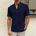 thumbnail image 1 of JXMVOJ Men's All-Season Breathable Stand Up Collar Short Sleeve Button Lock Casual Top Rayon Polyester, 1 of 6