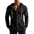 thumbnail image 1 of JXMVOJ Men's All-Season Cotton-Linen Casual Hooded Long Sleeve Shirt with Pockets, Breathable Natural Fiber Design for Outdoor Daily Business Wear, Versatile Slim Fit Tops, 1 of 9