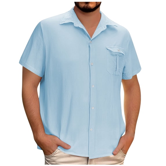 JXMVOJ Men's All-Season Polyester Breathable Comfort Durable Button Cardigan Short Sleeve Shirt Casual Workout