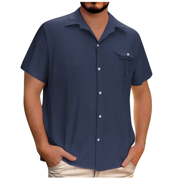 JXMVOJ Men's All-Season Polyester Breathable Comfort Durable Button Cardigan Short Sleeve Shirt Casual Workout