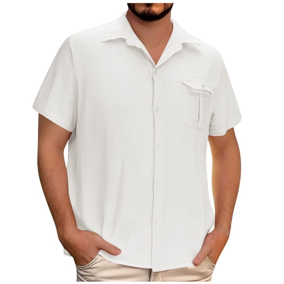 JXMVOJ Men's All-Season Polyester Breathable Comfort Durable Button Cardigan Short Sleeve Shirt Casual Workout