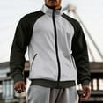 thumbnail image 1 of JXMVOJ Men's Bright Zipper Lightweight Jacket, Fashion Casual Color Block Zipper Pockets Long Sleeve Outwear Jackets, 1 of 1