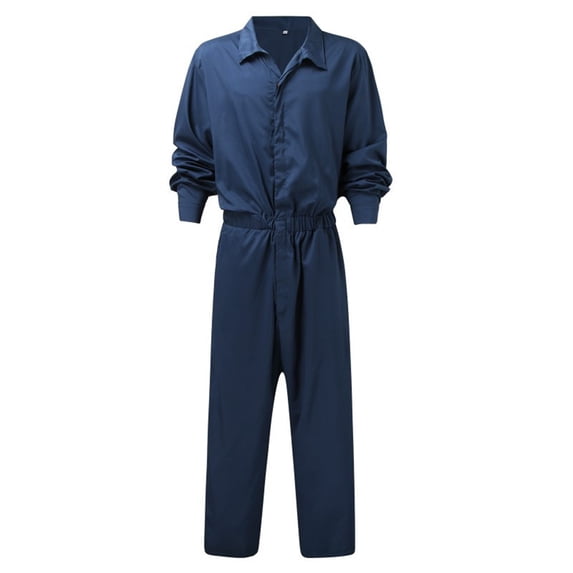JXMVOJ Men's Button Overalls Lapel Solid Color Jumpsuit Suit Thin Breathable Suit
