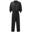 thumbnail image 1 of JXMVOJ Men's Button Overalls Lapel Solid Color Jumpsuit Suit Thin Breathable Suit, 1 of 4