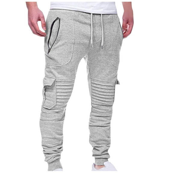 JXMVOJ Men's Cargo Jogger Pants Fashion Drawstring Elastic Waist Multi-Pocket Casual Length Pants