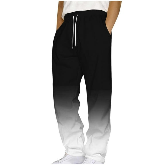 JXMVOJ Men's Casual Cotton Pants Regular Fit Elastic Waist Drawstring Twill Pants Straight Leg Chino Pants