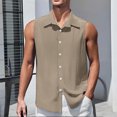 thumbnail image 1 of JXMVOJ Men's Casual Fashion Tank Tops Summer Sleeveless Regular Fit Solid Color Muscle T-Shirts Tops Lightweight Button Front Turndown Collar Shirts, 1 of 5