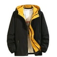 thumbnail image 1 of JXMVOJ Men's Casual Jacket Outerwear With Hood Color Match Drawstring Zipper Pockets Coat, 1 of 3