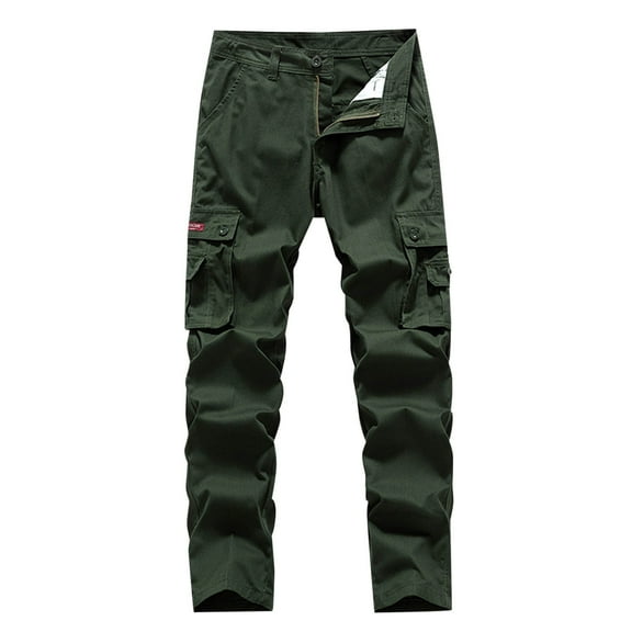 JXMVOJ Men's Casual Solid Color Cargo Zipper Pockets Full Length Pants