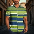 thumbnail image 1 of JXMVOJ Men's Casual Summer Breathable Polyester Shirt, Stripe Print Short Sleeve Button-Up with Turndown Collar, Lightweight Anti-Shrink Fade Resistant Design for Outdoor Daily Casual Tops, 1 of 6
