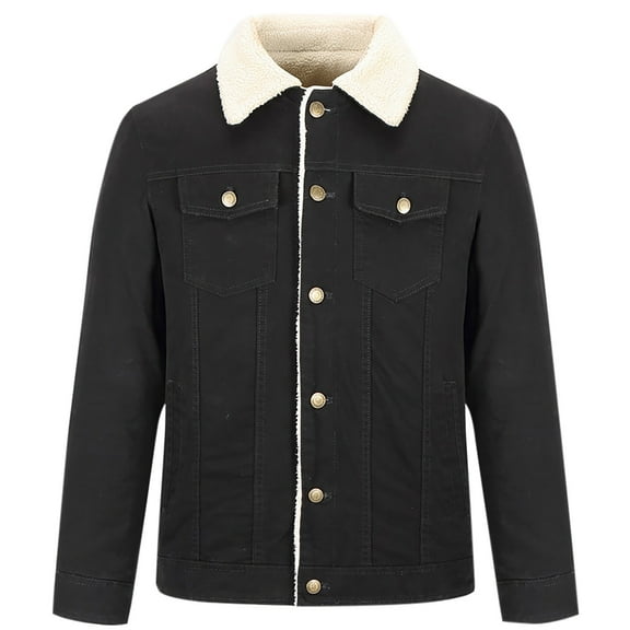 JXMVOJ Men's Classic Trucker Jacket Pockets Buttons Long Sleeve Outwear Coat