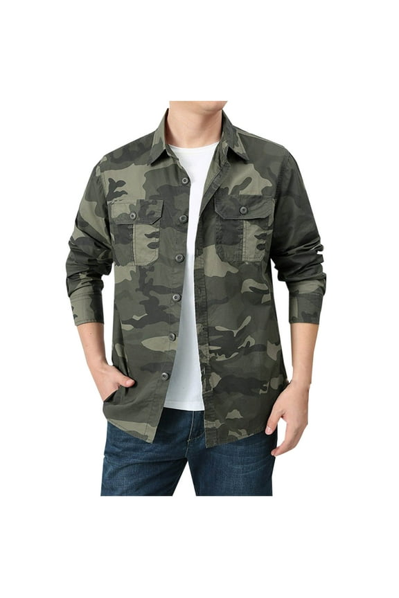 Men's Cotton Lightweight Jacket Military Jacket Casual Field Coat Windbreaker Man Zipper Pocket Jacket Outdoors Windproof Leisure Time Ventilation Comfortable Fashion Solid Color Loose Coat