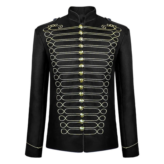 JXMVOJ Men's Court Fashion Prince Uniform Gold Embroidered Jacket Suit Jacket