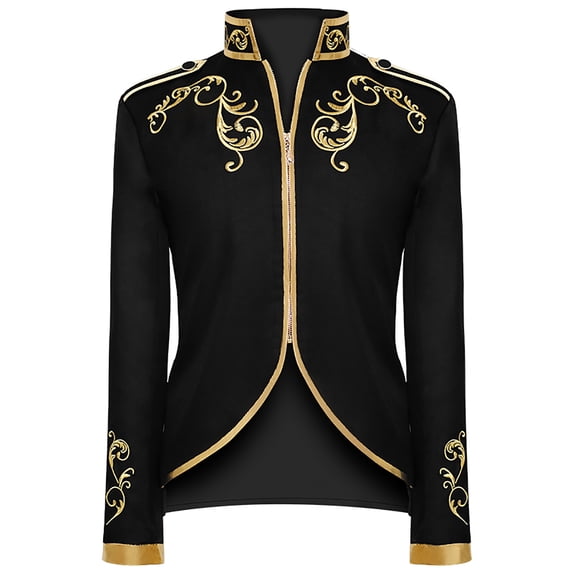 JXMVOJ Men's Court Fashion Prince Uniform Gold Embroidered Jacket Suit Jacket